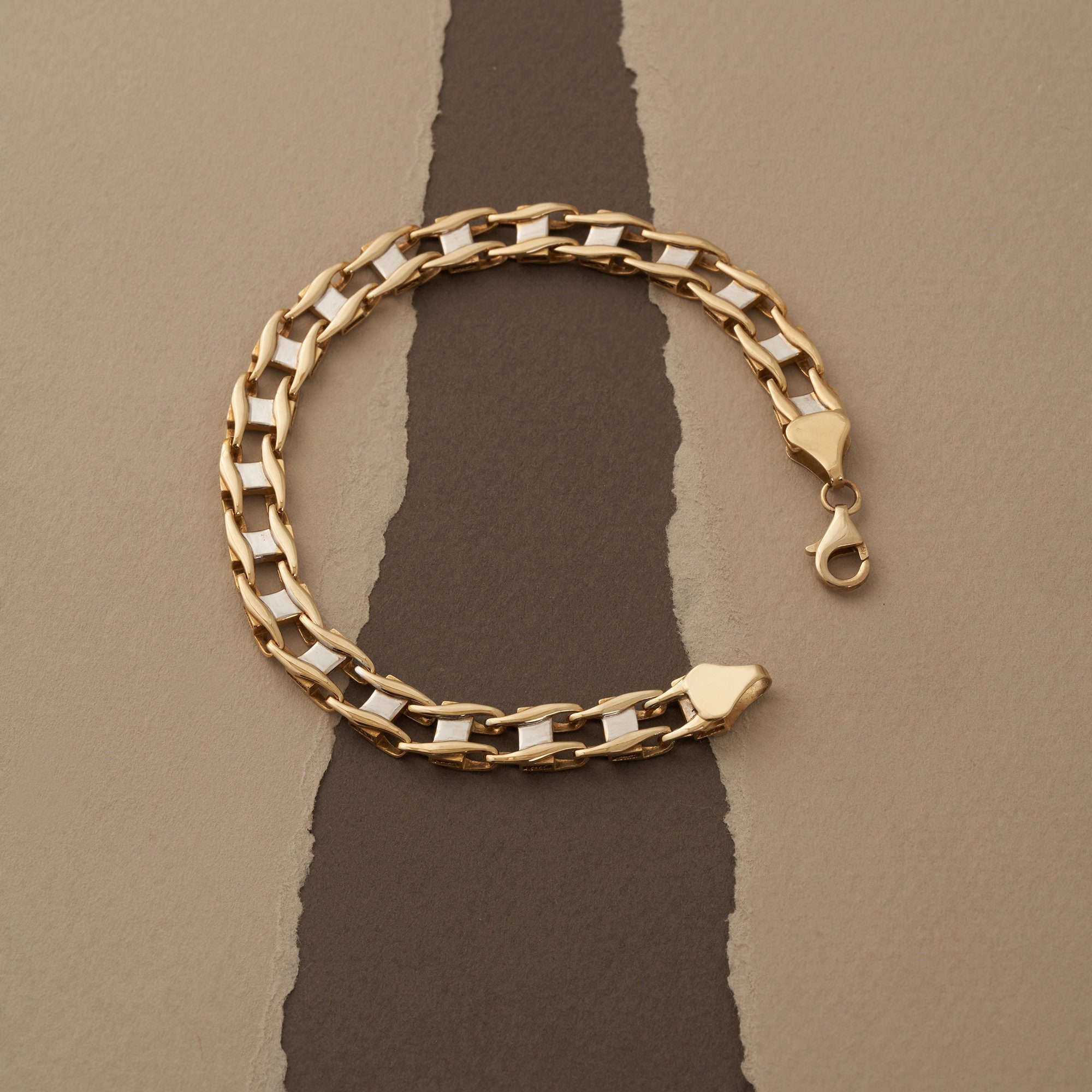 14K Solid Gold Classic Bracelet for Men Stackable Stylish Link Bracelet Real Gold Men Bracelet Men s Bracelet Gift for Him