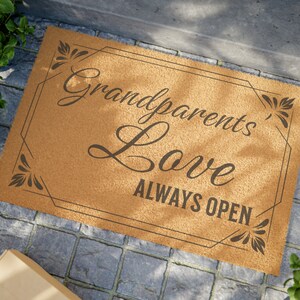 Grandparents Welcome Door Mat , Gift Grandparent, Home Porch Decor, Funny nana & papa mat gift, Housewarming Gift Doormat Coir Mat 24" x 16"