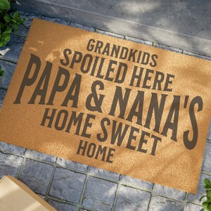 Grandparents Welcome Door Mat , Gift Grandparent, Home Porch Decor, Funny nana & papa mat gift, Housewarming Gift Doormat Coir Mat 24" x 16"