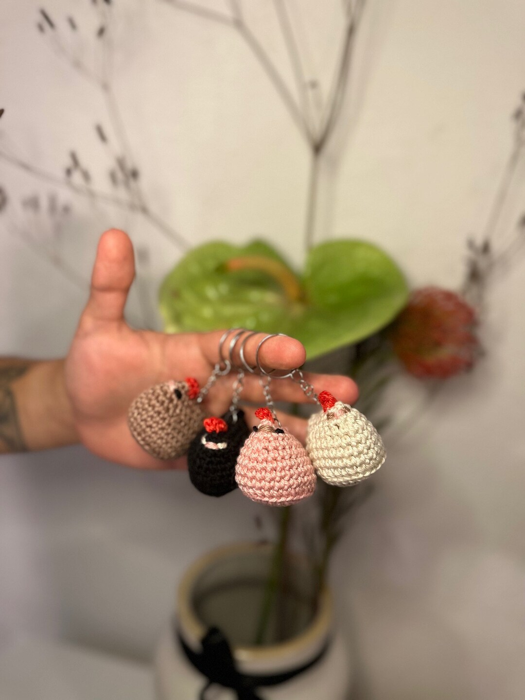 Crochet Chicken Keychain Etsy