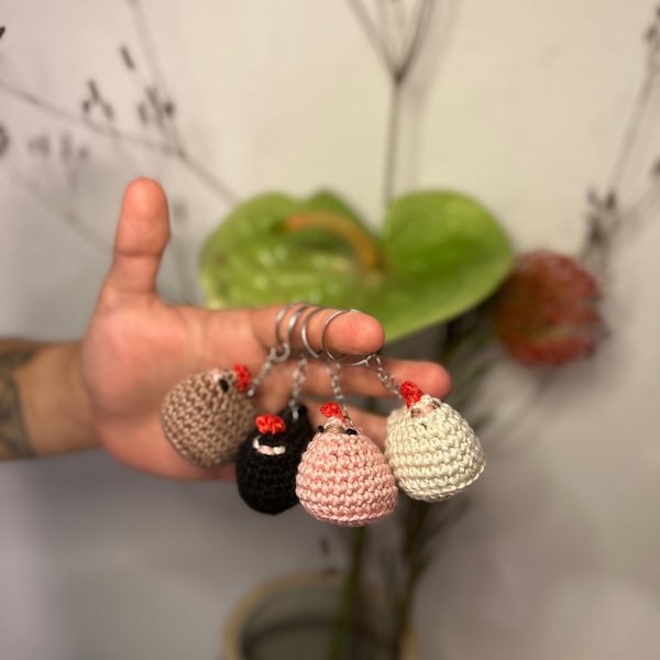Crochet chicken keychain