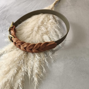 Biothane with braided fat leather, collar with seam, adjustable collar sewn, collar with buckle, Biothane collar, dog collar