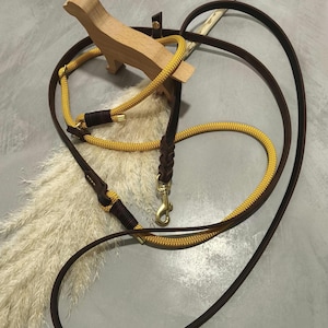 Umhänge-Moxonleine aus Tau und Fettleder, Ledermoxon mit Tauseil, Lederleine, Retrieverleine, Tauleine, Hundeleine, Tau meets Leder