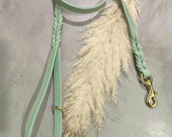 Leather leash with hand loop, braided leather leash, leather leash, solid color leash, dog leash