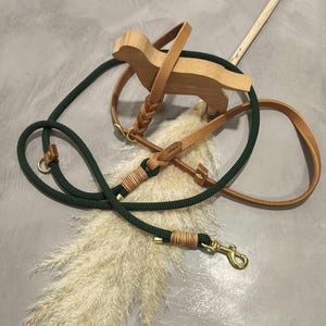 Umhänge-Moxonleine aus Tau und Fettleder, Ledermoxon mit Tauseil, Lederleine, Retrieverleine, Tauleine, Hundeleine, Tau meets Leder