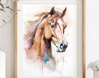 Arabian Horse Art Print - Watercolor Equine Artwork - Contemporary Rustic Wall Art - Gift for Horse Lover - Print or Canvas - USA Printing