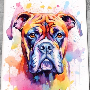 Boxer Watercolour Pet Portrait Art Print - Boxer Dog Lover Poster Painting - Dog Art Memorial Gift - Canvas or Print