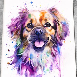 Tibetan Spaniel Art Print - Pet Dog Watercolour Painting - Gift for Dog Mum - Dog Painting Art Memorial Present - Canvas or Print