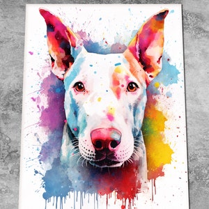 British Bull Terrier Art Print - Watercolour Pet Portrait Art - English Terrier Lover Poster Painting - Bully Memorial Gift Art - Art Print