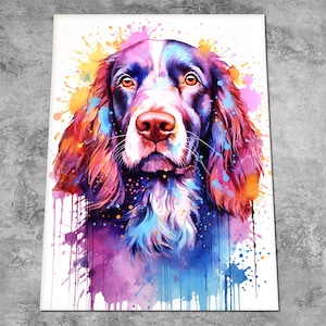 Springer Spaniel Art Print - English Spaniel Watercolour Painting - Dog Lover Gift - Dog Painting Art Memorial Gift - Canvas or Print