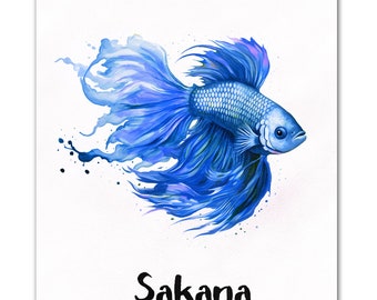 Betta Fish Art Print - Tropical Fighter Fish Decor - Watercolor Siamese Fighting Fish Painting - Aquarium Fish Print - USA Print or Canvas