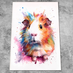 Guinea Pig Pet Art Print - Watercolor Guinea Pig Portrait - Birthday Gift For Guinea Pig Owner - Guinea Pig Wall Decor - Guinea Pig Art