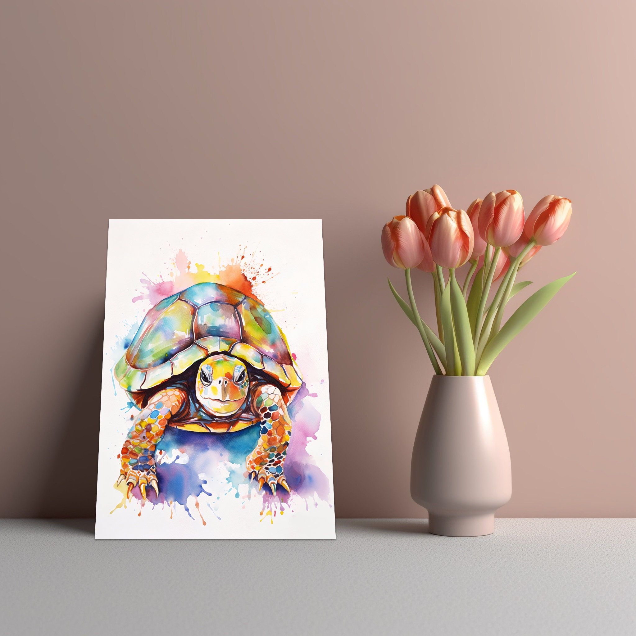 Tortoise Art Print - Colourful Tortoise Watercolour Painting - Tortoise ...