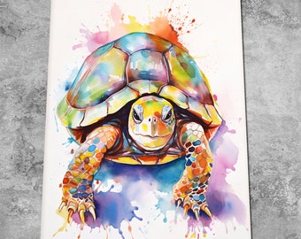 Tortoise Art Print - Colourful Tortoise Watercolour Painting - Tortoise Pictures - Wildlife Prints - Colorful Art - Gift for Tortoise Owner