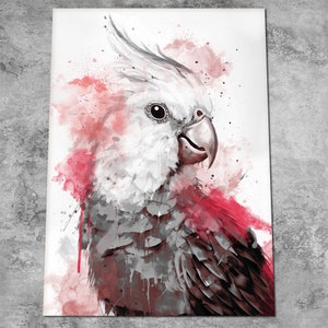Grey Cockatiel Art Print - Watercolour Painting Tiel Picture - Watercolour Contemporary Decor - White Parakeet Poster - Print or Canvas
