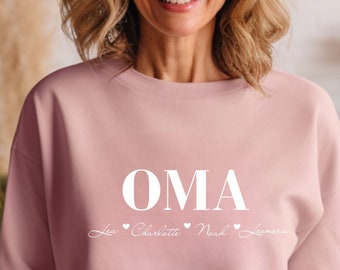 OMA Sweatshirt | Omi Pullover mit Namen der Enkel | individuelles Geschenk Oma | personalisierter Pullover