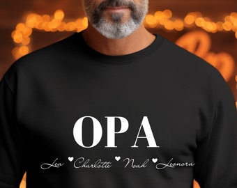 OPA Sweatshirt | Opi Pullover mit Namen der Enkel | individuelles Geschenk Opa | personalisierter Pullover