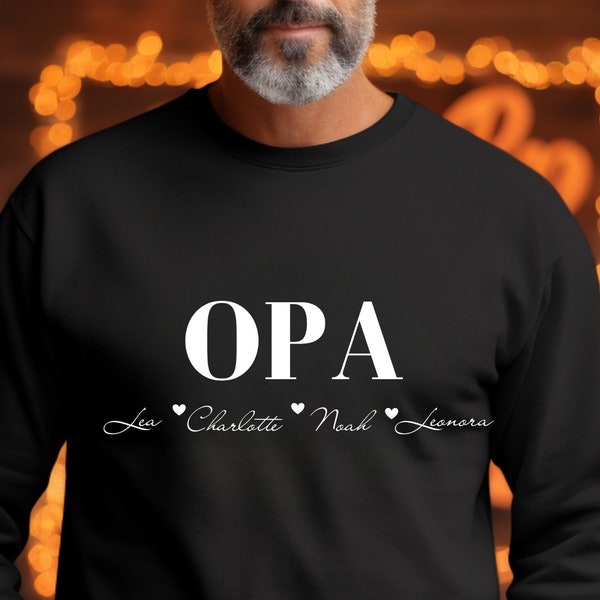 OPA Sweatshirt | Opi Pullover mit Namen der Enkel | individuelles Geschenk Opa | personalisierter Pullover