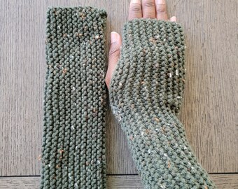 Guantes unisex sin dedos, tejidos a mano para adultos