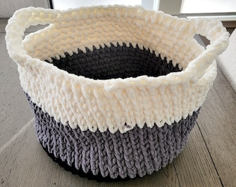 Cesta de ganchillo hecha a mano, soporte de juguetes para mascotas, almacenamiento de juguetes para niños, almacenamiento de baño