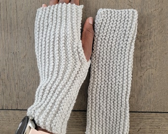 Guantes unisex sin dedos de algodón tejidos a mano para adultos