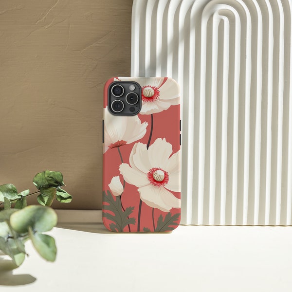 iPhone Case Red Windflower  | Floral Case | Personalizable Case | iPhone 15 14 13 12 11  Case Accessories