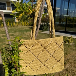 Borsa tote in corda di carta fatta a mano / Borsa a tracolla / Borsa con tracolla / Borsa in filato di carta / Borsa fatta a mano / Borsa di paglia / Borsa artigianale / Borsa intrecciata
