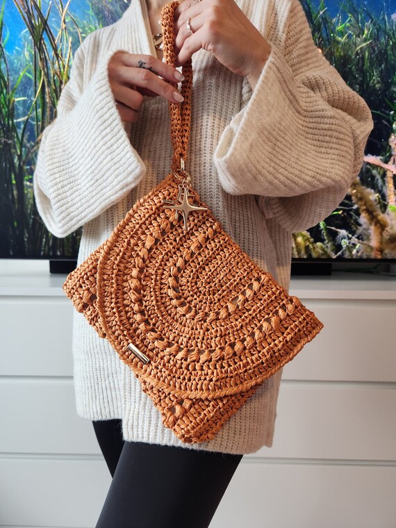 Crochet Clutch Handbag Raffia Bag Envelope Mini Bag Woman Minimalist Bag Crochet Clutch Envelope Bag Crochet Bag Raffia Yarn Bag Etsy UK
