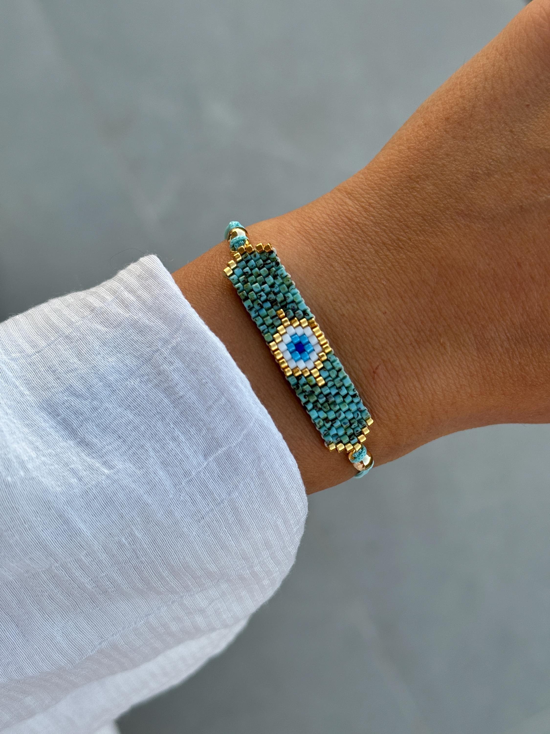 Miyuki Bracelet | Evil Eye Bracelet | Adjustable Bracelet