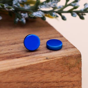 925 Sterling Silver Blue Stud Earrings for Men – Minimalist Mens Earring – Small Stainless Steel Stud – Handmade Mens Jewellery Gift For Her
