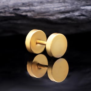 Mens Earrings - 18K Gold Stud Earrings Men, Minimalist Male Earring, Boys Stainless Steel Silver Mens Stud Earrings - Handmade Studs for Men