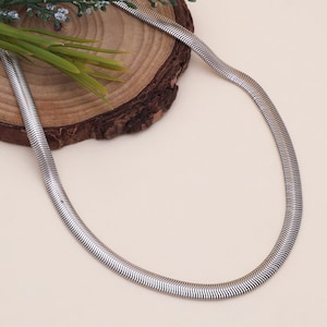 Silver Snake Chain Necklace: Mens Stainless Steel Chain, Handmade Jewelry Gift