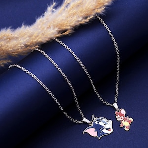 Collar con colgante de Tom y Jerry en plata de ley 925 premium, regalo de joyería de dibujos animados para ella y para él, divertido collar con dije de plata, regalo hecho a mano.