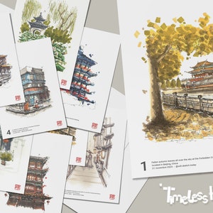 Ensemble de cartes postales d'architecture chinoise « Héritage intemporel »