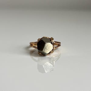 Pyrite Ring, Gold, Adjustable Crystal Ring, Pyrite Jewelry, Solar ...