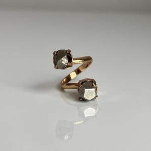 Pyrite Ring, Gold, Adjustable Crystal Ring, Pyrite Jewelry, Solar ...
