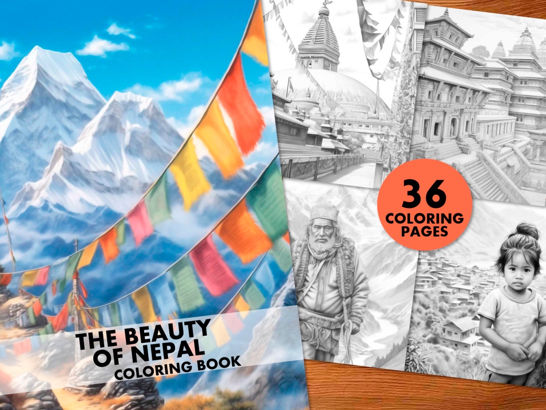 The Beauty of Nepal Coloring Pages, for Adults and Kids, Instant