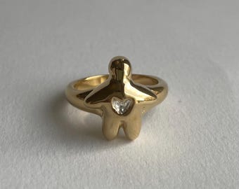 Gold Heart Stopper Ring | Gold Vermeil Ring | Gold Plated Sterling Silver Ring