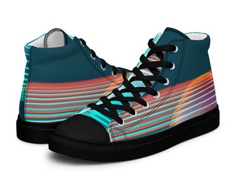 Power Up Your Style: Electrifying Blue Accent High-Top Canvas Shoes for Women