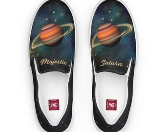 Saturn Print Women's Slip-On Canvas Shoes: Cosmic Style