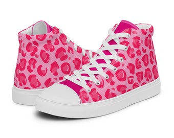 Pink Leopard Power : Damen High Top Canvas-Schuhe - Entfesseln Sie Ihre Katzenmode