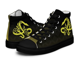 Serpentine Spirit: Women’s High Top Canvas Shoes with Snake Symbolism