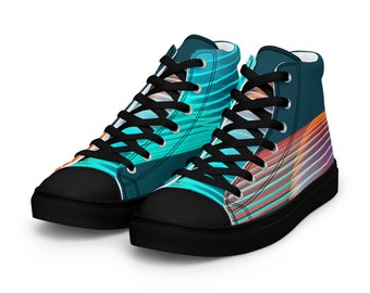 Power Up Your Style: Electrifying Blue Accent High-Top Canvas Shoes for Women