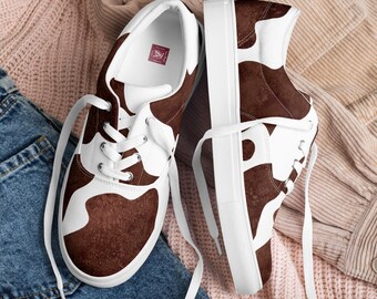 Cow Print Women’s Canvas Lace-up Shoes