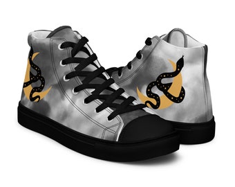 Step into Lunar Splendor: Women’s High Top Canvas Shoes for Moon Cycle Transformation