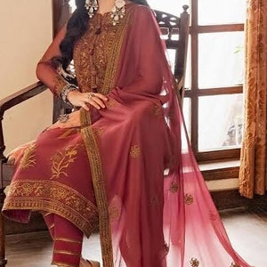 Women Dress Lawn Embroidered Handmade Work 3Pcs Trouser Long Kameez Ready-made Ethnic with Cool Color