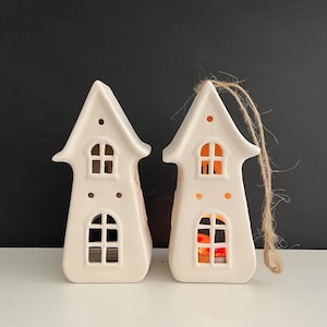 DIY Ceramic House Candle Holder, Ready to Paint Home Candle Holder, Paint Your Own Ceramic House Sconce, Cersatile House Candle Holder