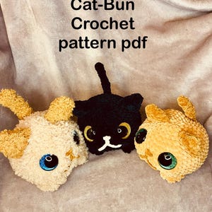 SOLO PDF!!! Schema per chignon da gatto all'uncinetto, a basso costo, veloce, gatto amigurumi all'uncinetto, file PDF digitali in inglese