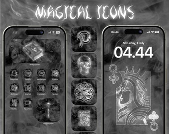 80+ Black Magical Mist Icon Pack for iOS Devices, Aesthetic Midnight Foggy Theme, iPhone Ethereal Glow, Witchery App Bundle, Mysterious