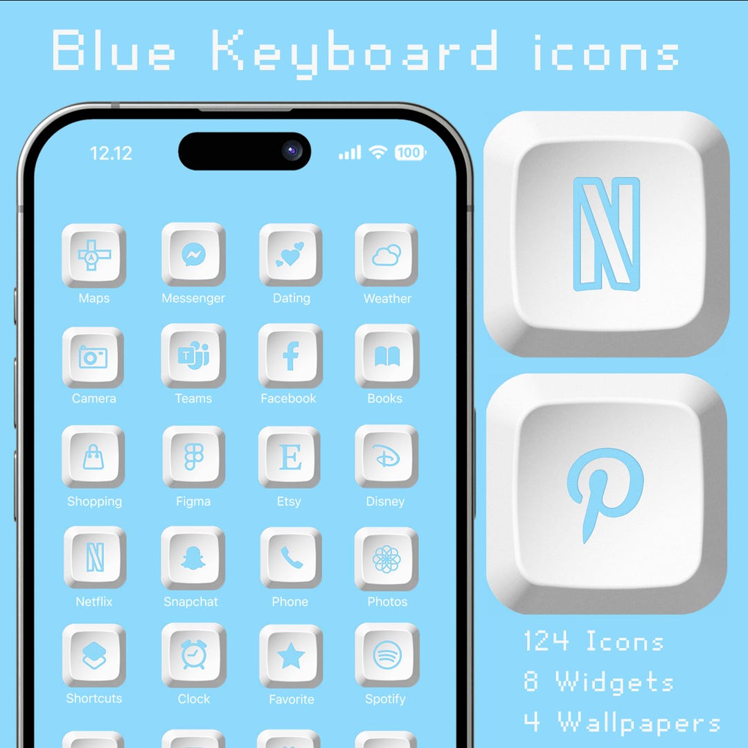 Blue Keyboard Switch Icons, Arcade 8bit Retro Ios18 Theme, Mechanical ...